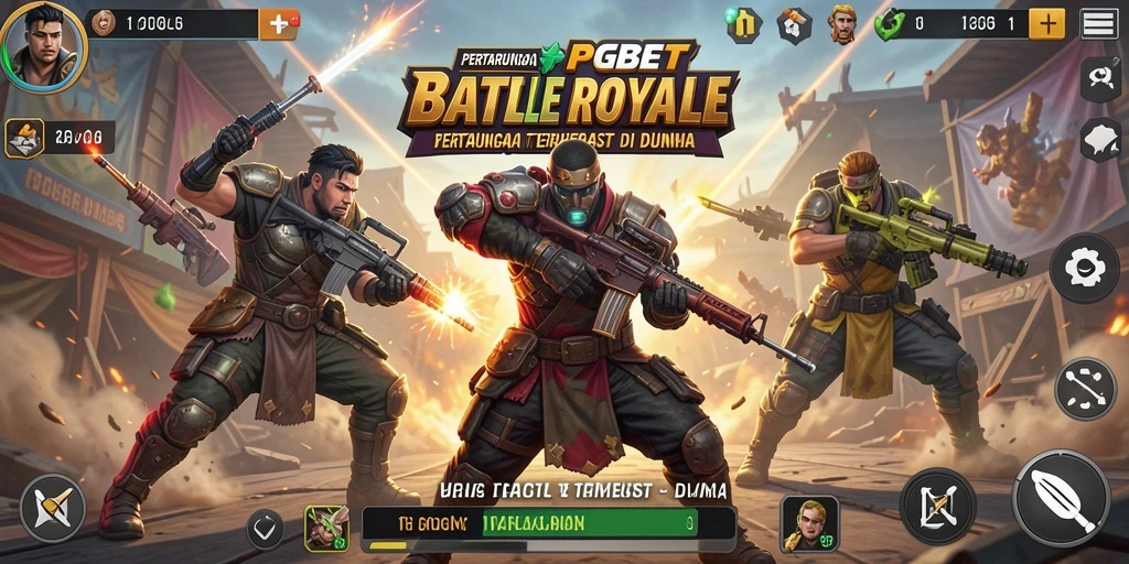 Gameplay PGBET menunjukkan aksi seru pertarungan Battle Royale.
