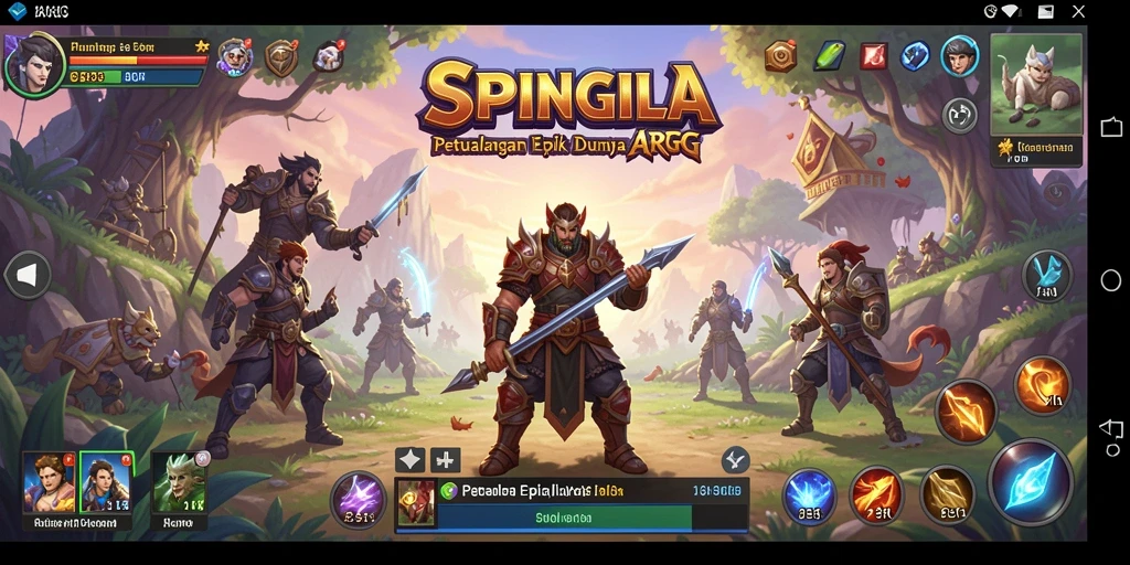 Tampilan screenshot SPINGILA memperlihatkan pertarungan epik dan visual yang menakjubkan.